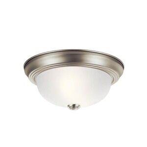 Kichler 11.25" 2-Light Flush Mount Ceiling Light Brushed‎ Nickel Seedy Glass NEW